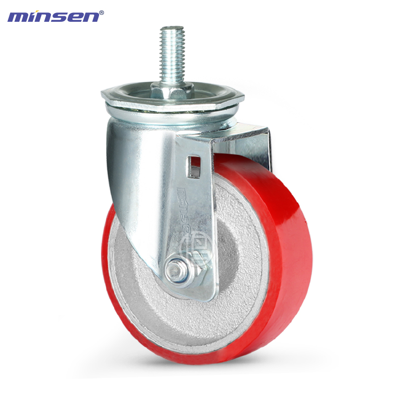 Medium Dual Bearing Medium Dual-Axis Iron Core Polyurethane Red Wheel