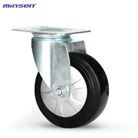 Euro Style Medium/Heavy Duty Caster Medium And Heavy-duty Double-axle High Elastic Rubber Wheel
