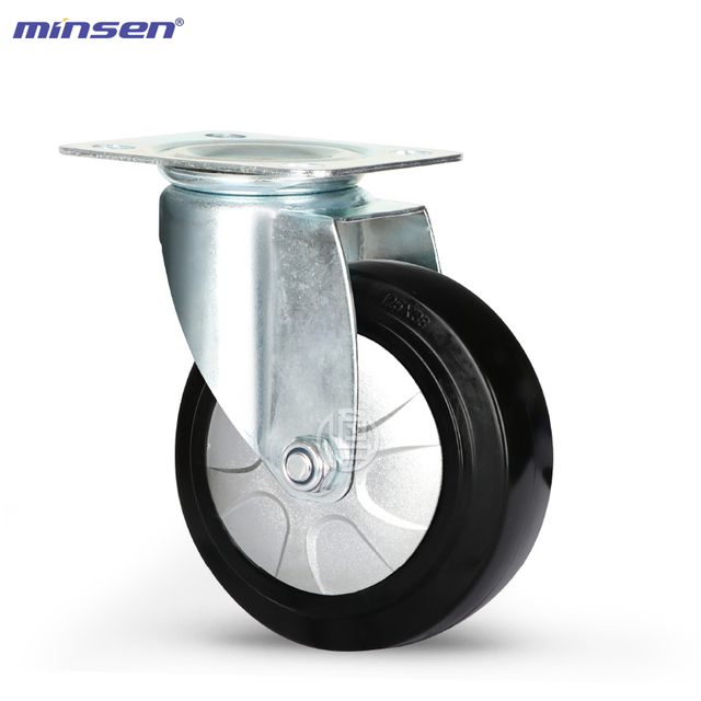 Euro Style Medium/Heavy Duty Caster Medium And Heavy-duty Double-axle High Elastic Rubber Wheel