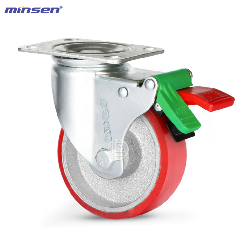Medium Dual Bearing Medium Dual-Axis Iron Core Polyurethane Red Wheel