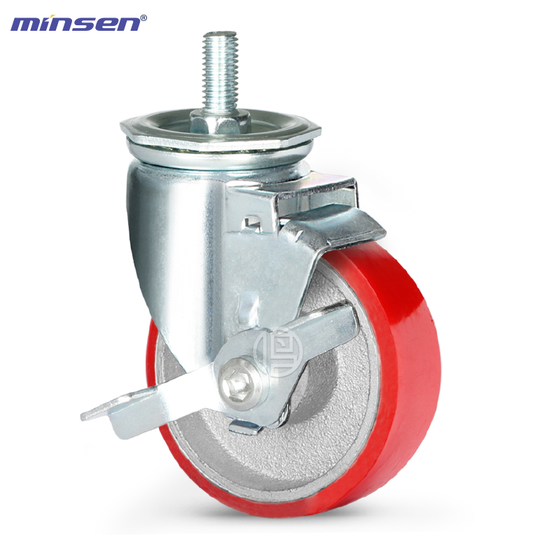 Medium Dual Bearing Medium Dual-Axis Iron Core Polyurethane Red Wheel