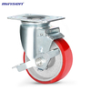 Medium Dual Bearing Medium Dual-Axis Iron Core Polyurethane Red Wheel