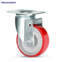 Medium Dual Bearing Medium Dual-Axis Iron Core Polyurethane Red Wheel