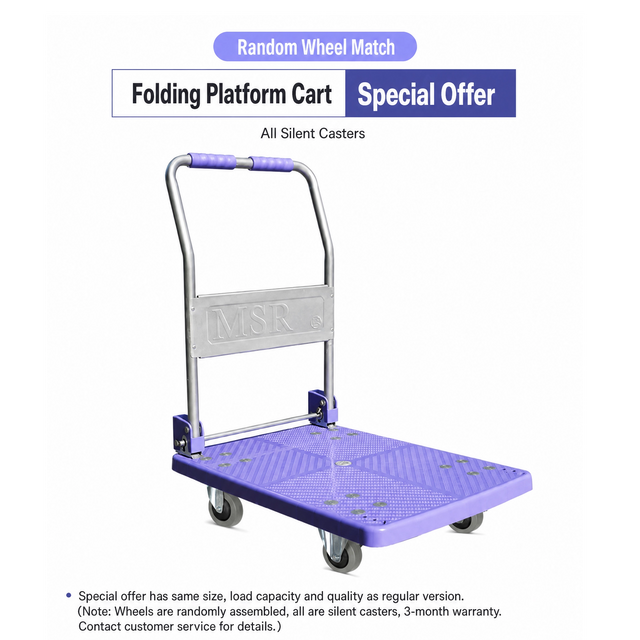 Foldable Heavy-Duty Plastic Platform Trolley - 600kg with Silent Casters