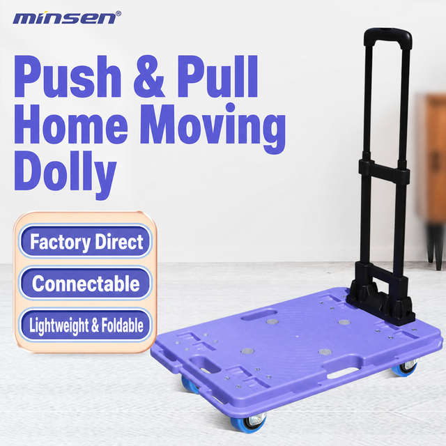 Portable Telescopic Plastic Hand Trolley - 3-Stage Extendable Cart